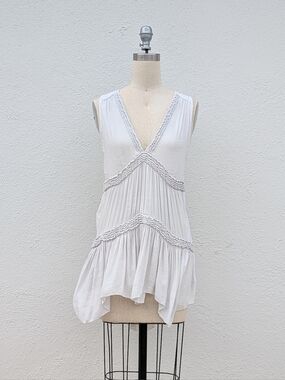 Free People Boho Purple Haze Dove Gray Sleeveless V-Neck Tunic Size Medium